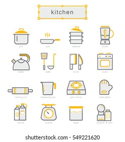 Thin line icons set, Linear symbols set, kitchen