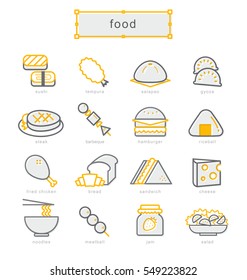 Thin line icons set, Linear symbols set, food