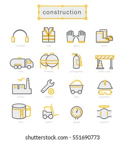 Thin line icons set, Linear symbols set, Construction