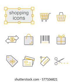 Thin line icons set, Linear symbols set, Shopping