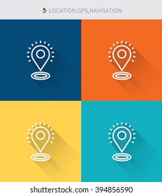 Thin thin line icons set of location & navigation and modern simple style