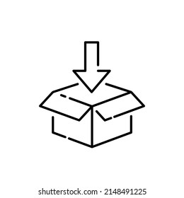 Thin line icons set of logistics and transportation. Outline symbol collection. Editable vector stroke. Delivery cargo box with arrow and shipping. Cloud warehouse