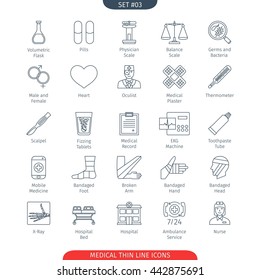 Thin Line Icons Set Of Medical and Health Care. Web Elements Collection