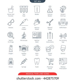 Thin Line Icons Set Of Medical and Health Care. Web Elements Collection