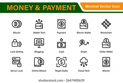 Thin line icons set of money, coins and finances. Outline symbol collection. Money, coins and finances thin line icon set. Outline icon collection.
