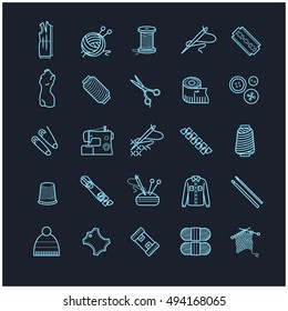 Thin line icons set - needlework, sewing, knitting for your design