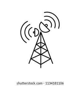 Thin line icons set of  network,signal,tower, antenna, wireless, access, internet. Editable vector stroke 64x64 Pixel.