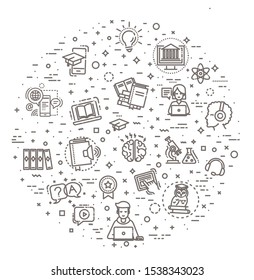 Thin line icons set. Icons for online education