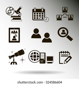 Thin line icons set. Icons for online education, video tutorials, training courses.