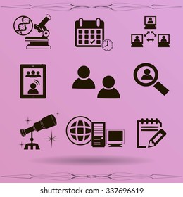 Thin line icons set. Icons for online education, video tutorials, training courses.