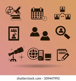 Thin line icons set. Icons for online education, video tutorials, training courses.