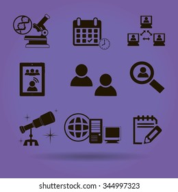 Thin line icons set. Icons for online education, video tutorials, training courses.