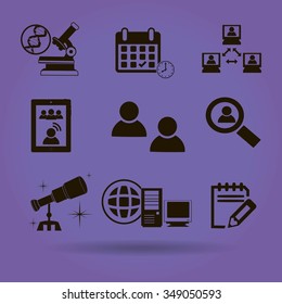 Thin line icons set. Icons for online education, video tutorials, training courses.