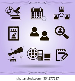 Thin line icons set. Icons for online education, video tutorials, training courses