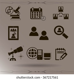 Thin line icons set. Icons for online education, video tutorials, training courses.