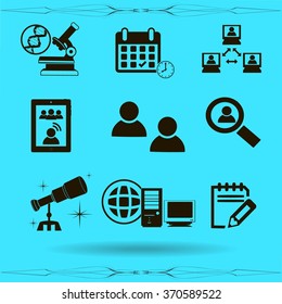 Thin line icons set. Icons for online education, video tutorials, training courses.