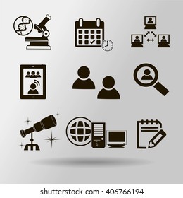Thin line icons set. Icons for online education, video tutorials, training courses