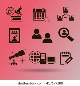 Thin line icons set. Icons for online education, video tutorials, training courses.