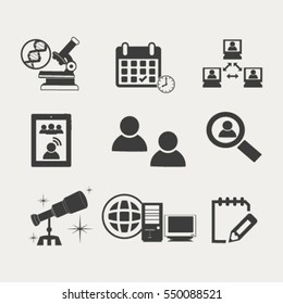 Thin line icons set. Icons for online education, video tutorials, training courses