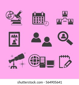 Thin line icons set. Icons for online education, video tutorials, training courses