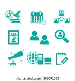Thin line icons set. Icons for online education, video tutorials, training courses