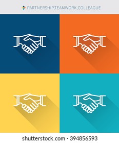 Thin thin line icons set of partnership & team work and colleague , modern simple style