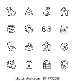 Thin line icons set of pet, animal. Editable vector stroke 100x100 Pixel Perfect. 