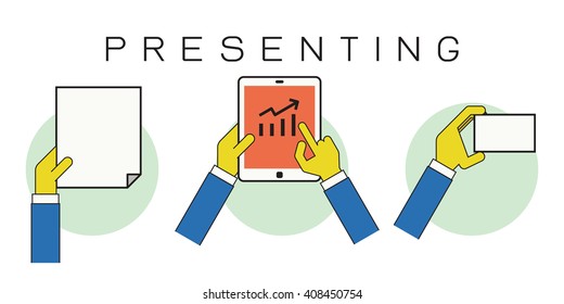 Thin line icons set of presentation business concept, flat linear element and collection design. 