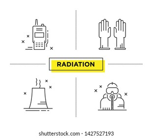 Thin line icons set of radiation. Outline symbol collection. Editable vector stroke. Pixel Perfect icons.