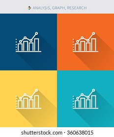 Thin thin line icons set of research and analysis, modern simple style