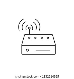 Thin line icons set of router, wireless, access, internet, device . Editable vector stroke 64x64 Pixel.