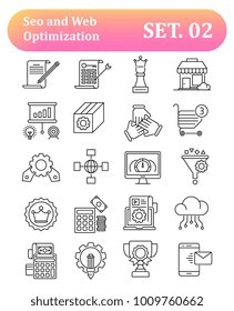 Thin Line Icons Set of Search Engine Optimization icons, Simple Mono Line Pictogram Pack, Vector Logo Concept, Web Graphic. Vector icons.
