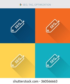 Thin thin line icons set of seo tag & optimization , modern simple style
