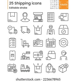 Thin line icons set of shipping