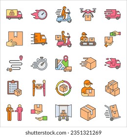 Thin line icons set of shipping and delivery. Outline symbol collection. vector illustration on white background