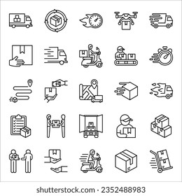Thin line icons set of shipping and delivery. Outline symbol collection. vector illustration on white background
