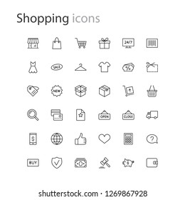 thin line icons set shopping, e-commerce collection outline web