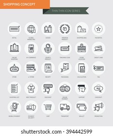 Thin thin line icons set of shopping , modern simple style