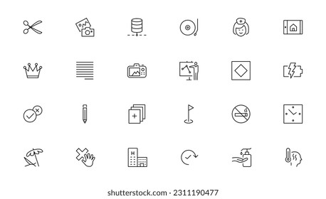 conjunto de iconos de línea delgada. Iconos de contorno simple de línea delgada, iconos de píxeles Perfecto