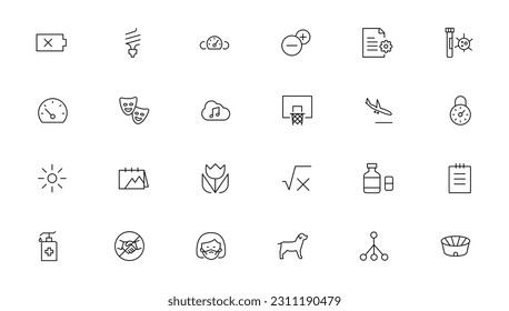 conjunto de iconos de línea delgada. Iconos de contorno simple de línea delgada, iconos de píxeles Perfecto