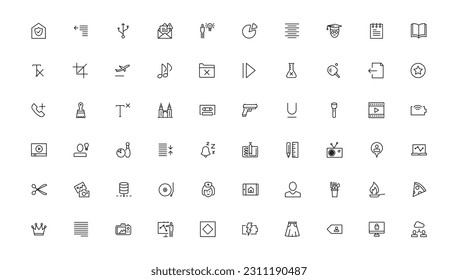 thin line icons set. Thin line simple outline icons, Pixel Perfect icons