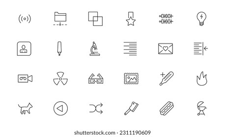 thin line icons set. Thin line simple outline icons, Pixel Perfect icons