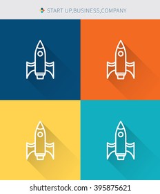Thin line icons set of start up & business and company, modern simple style