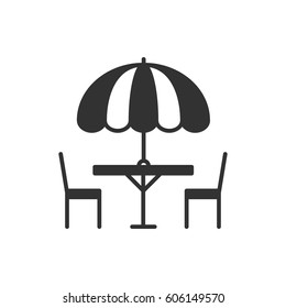 Thin Line Icons Set. Table And Chair Outside. Outdoors. Silhouette Street Cafe, Restaurant Sign. Food Service. Patio Furniture Symbol. Vector Style Linear Icons. Isolated Flat Illustration. Object