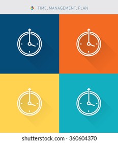Thin thin line icons set of time & planning and management , modern simple style