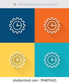 Thin thin line icons set of time management , modern simple style