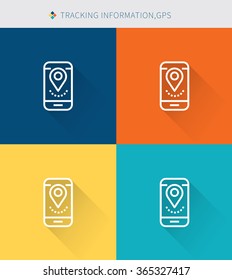 Thin thin line icons set of traking information & gps, modern simple style