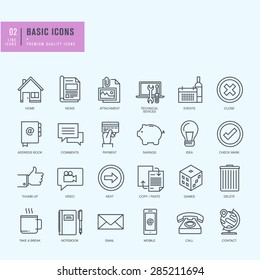 Thin line icons set. Universal icons for website and app design.    