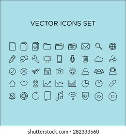 Thin Line Icons Set Vector