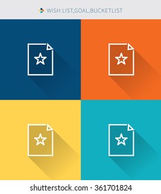 Thin Thin Line Icons Set Of Wishlist & Goal And Bucketlist, Modern Simple Style